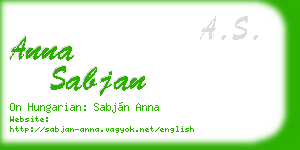 anna sabjan business card